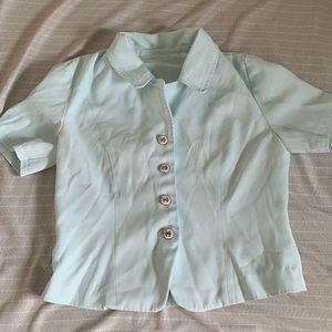 vintage light teal fitted shirt